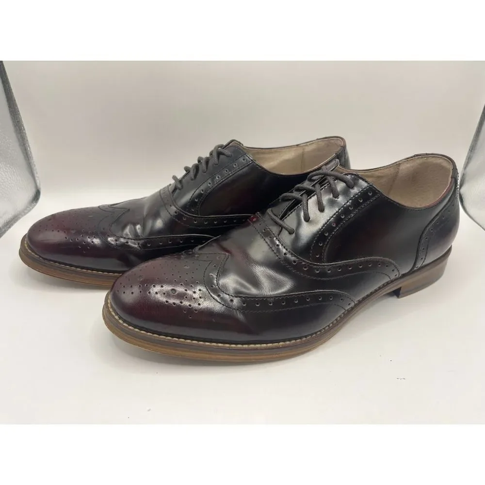 JOHNSTON & MURPHY Men's Wingtip Oxford‎ Dress Shoes Size 8M Burgundy MSRP $155